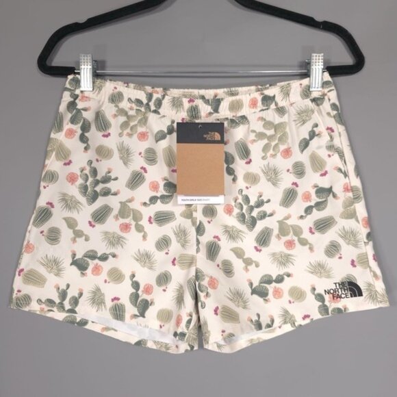 NWT THE NORTH FACE Shorts LARGE 14/16 Youth Girls Water Ripple Cactus Print - Picture 1 of 11